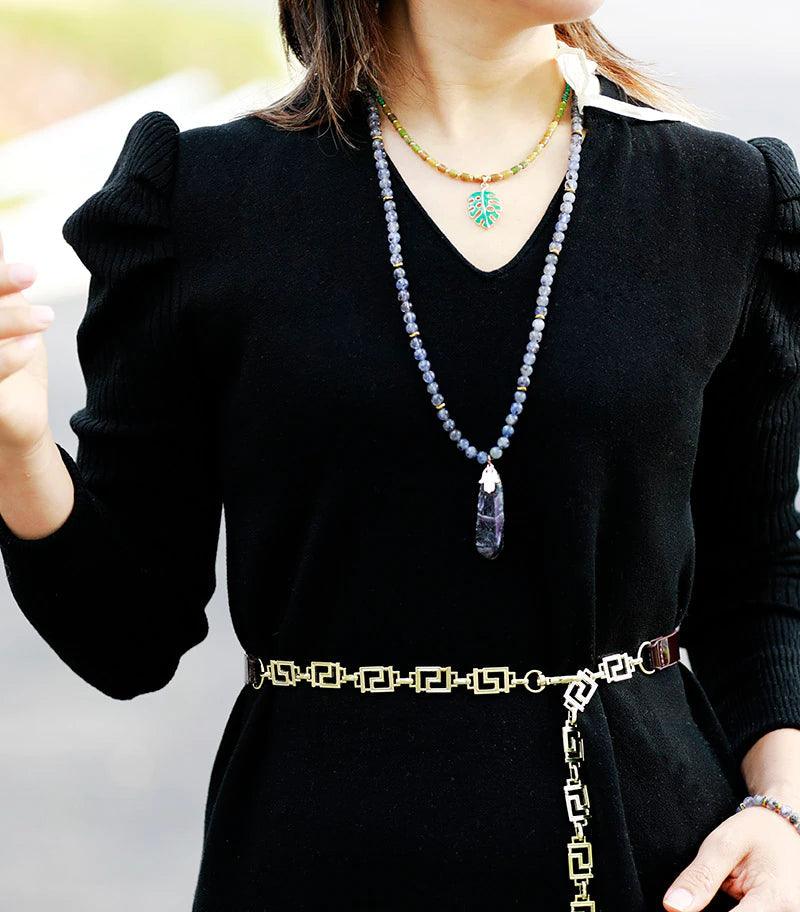 Collier Mala Équilibre et Inspiration en Cordiérite