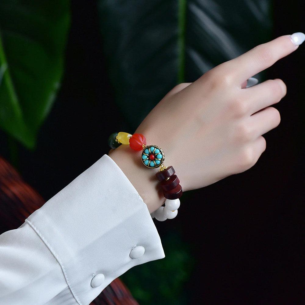 Bracelet Opulence Celeste en Jade, Jaspe et Agate