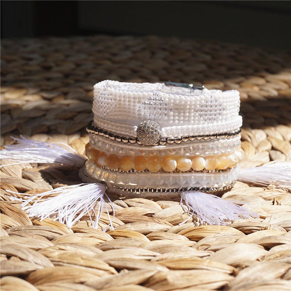 Bracelet Shamballa en Perles Blanches