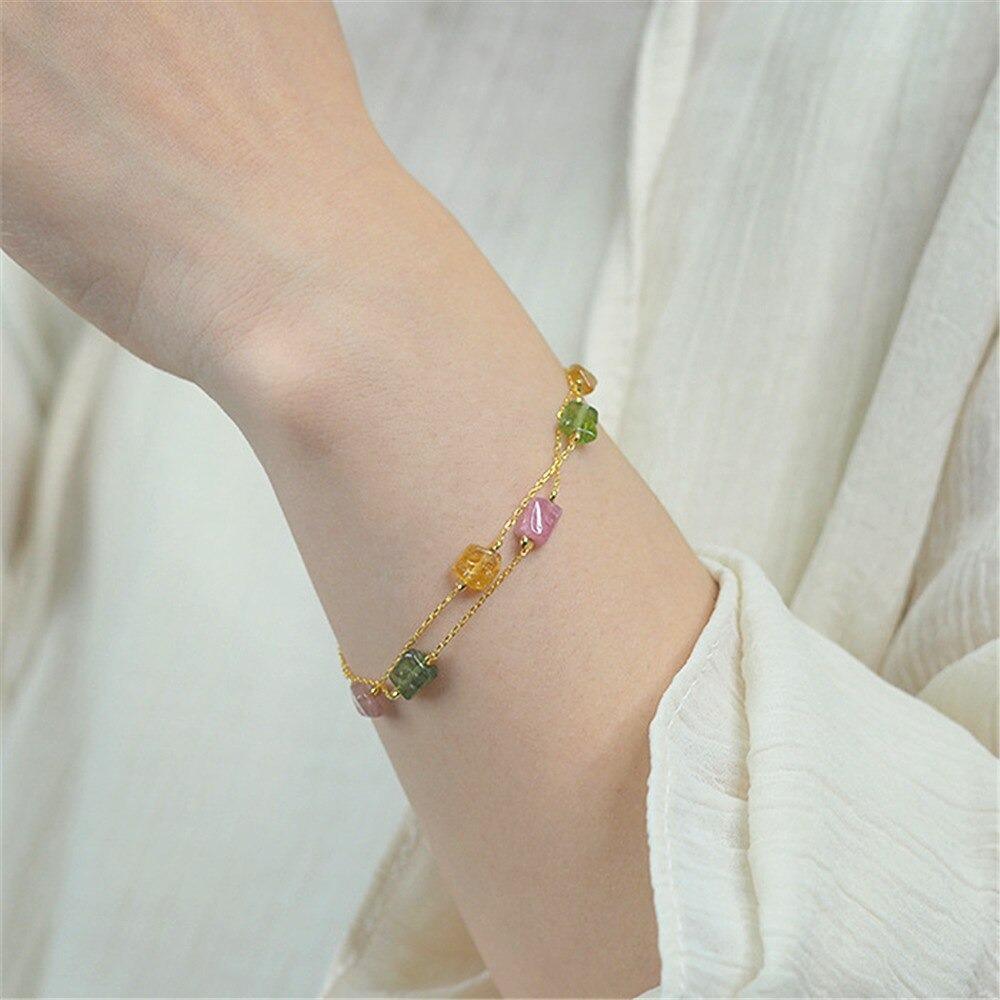 Bracelet d'Énergie Argenté ou Doré en Tourmaline
