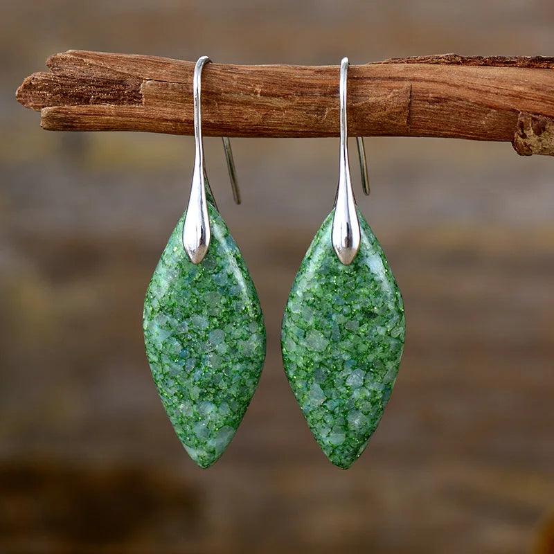 Boucles d'Oreilles Chuchotements des Feuilles en Jaspe