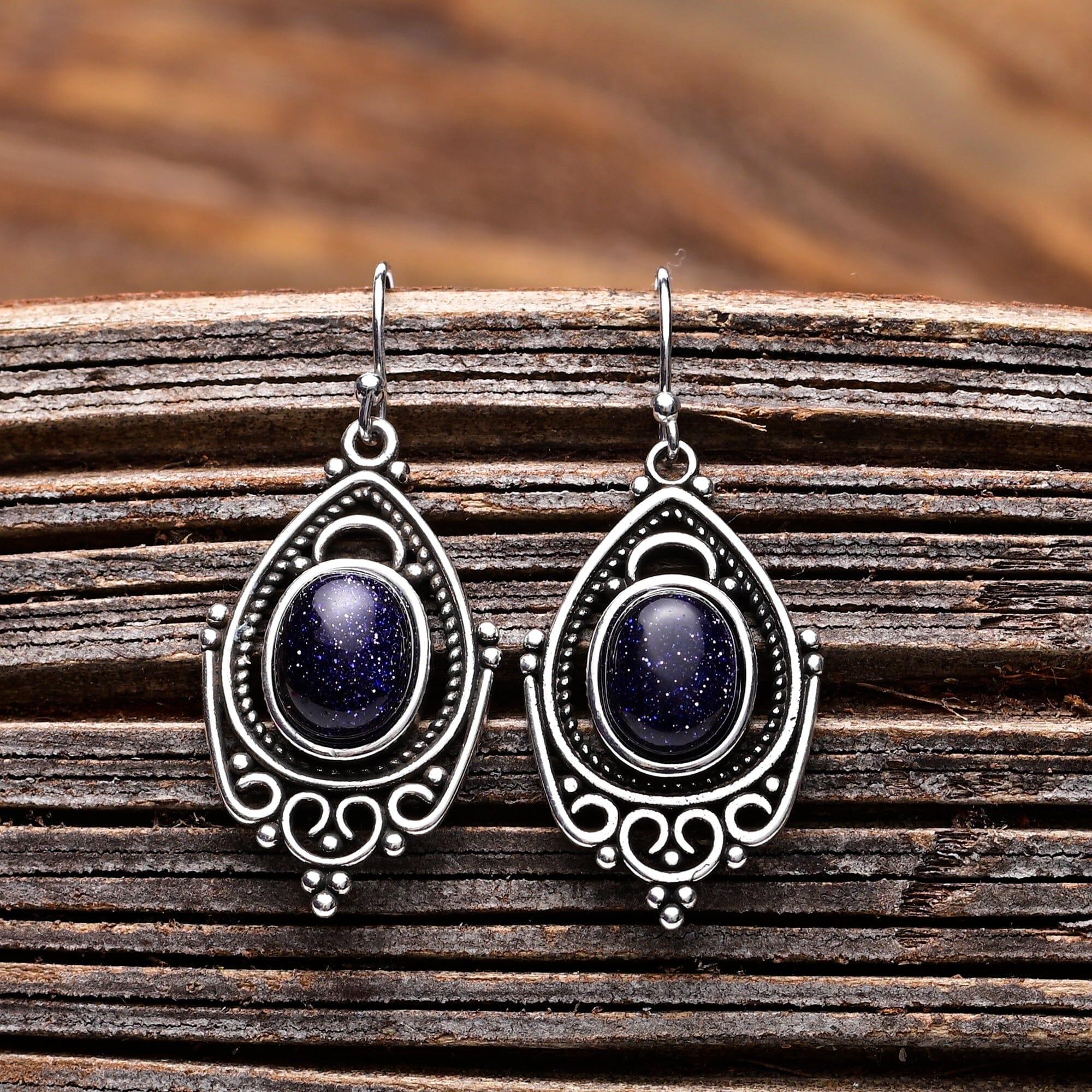 Bia - Boucles d'Oreilles Étoilés en Grès Bleu