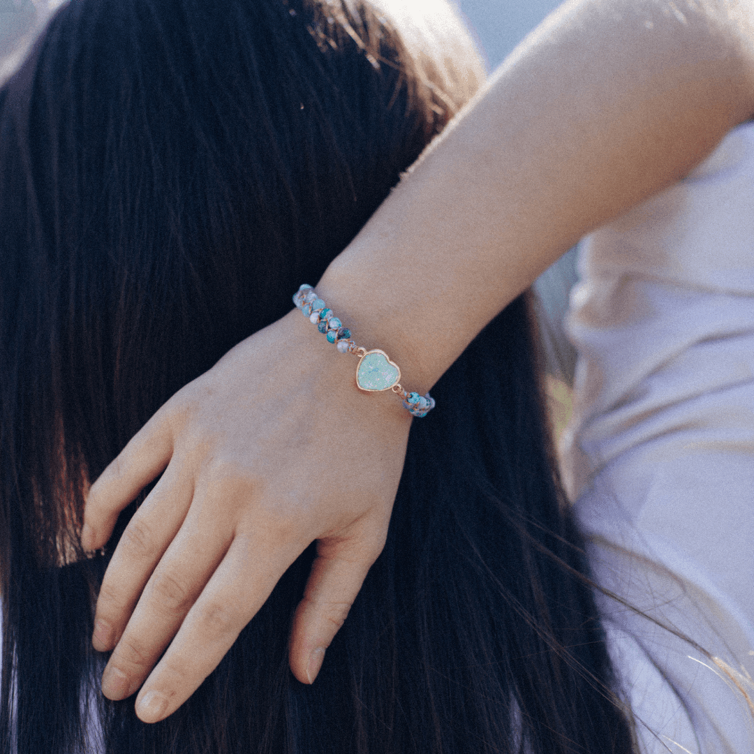 Bracelet Tressé en Opale Coeur d'Océan