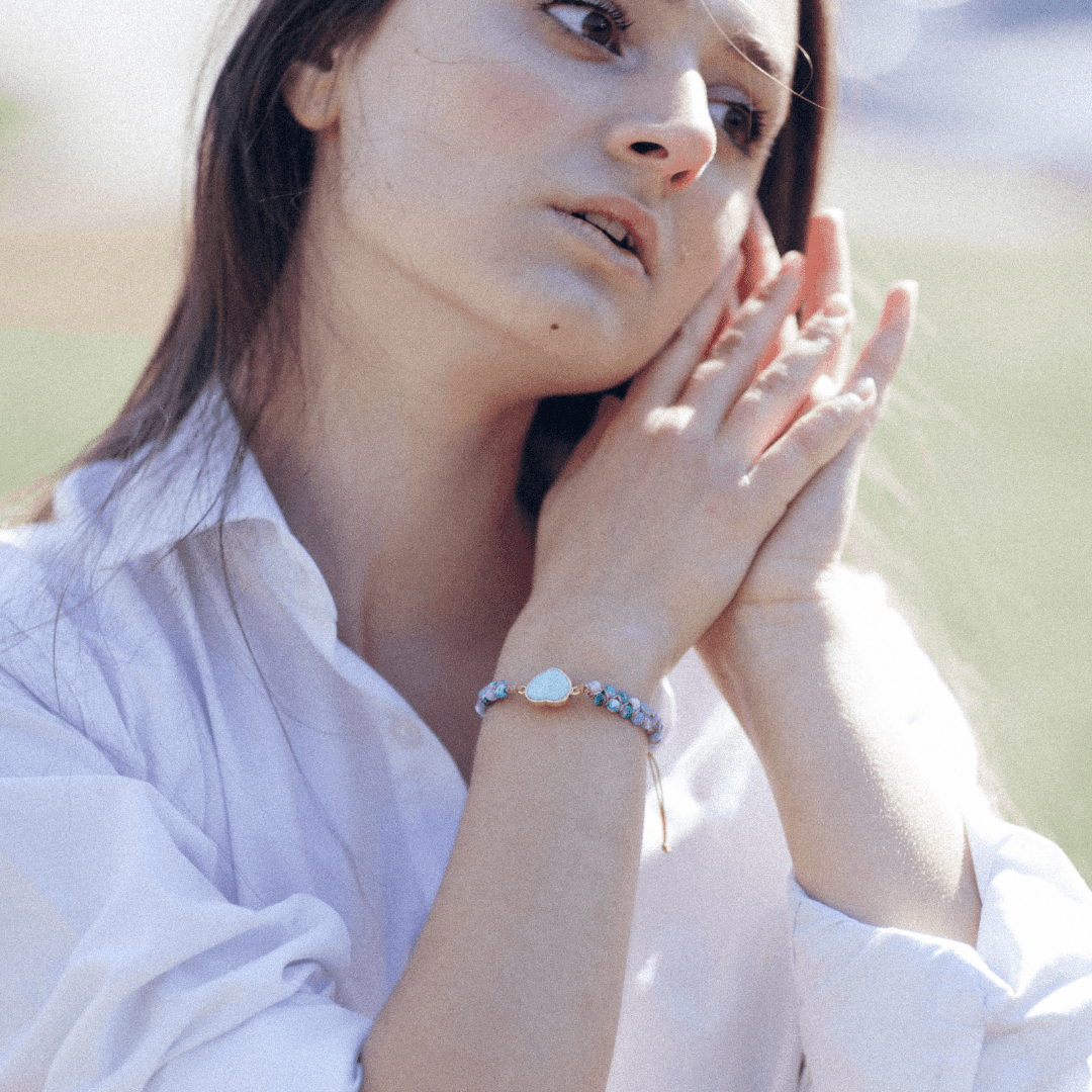 Bracelet Tressé en Opale Coeur d'Océan