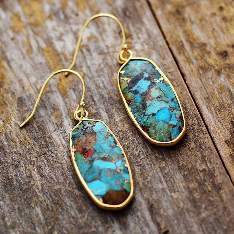 Boucles d'Oreilles Mosaïque en Turquoise