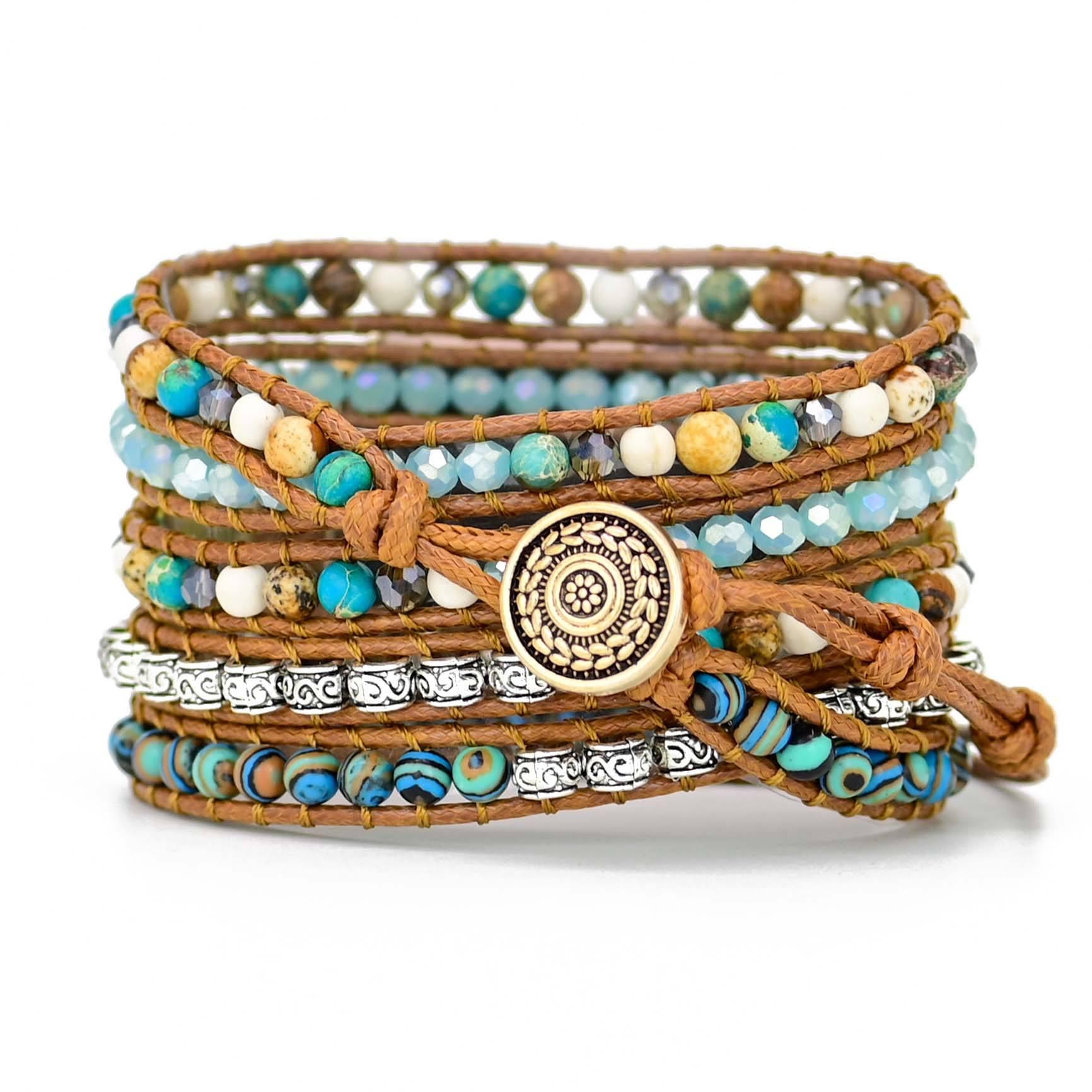 Bracelet pour Apple Watch Vagues de l'Océan en Pierres Précieuses