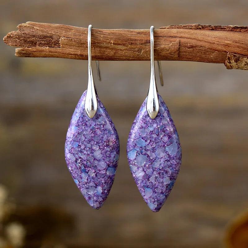 Boucles d'Oreilles Chuchotements des Feuilles en Jaspe