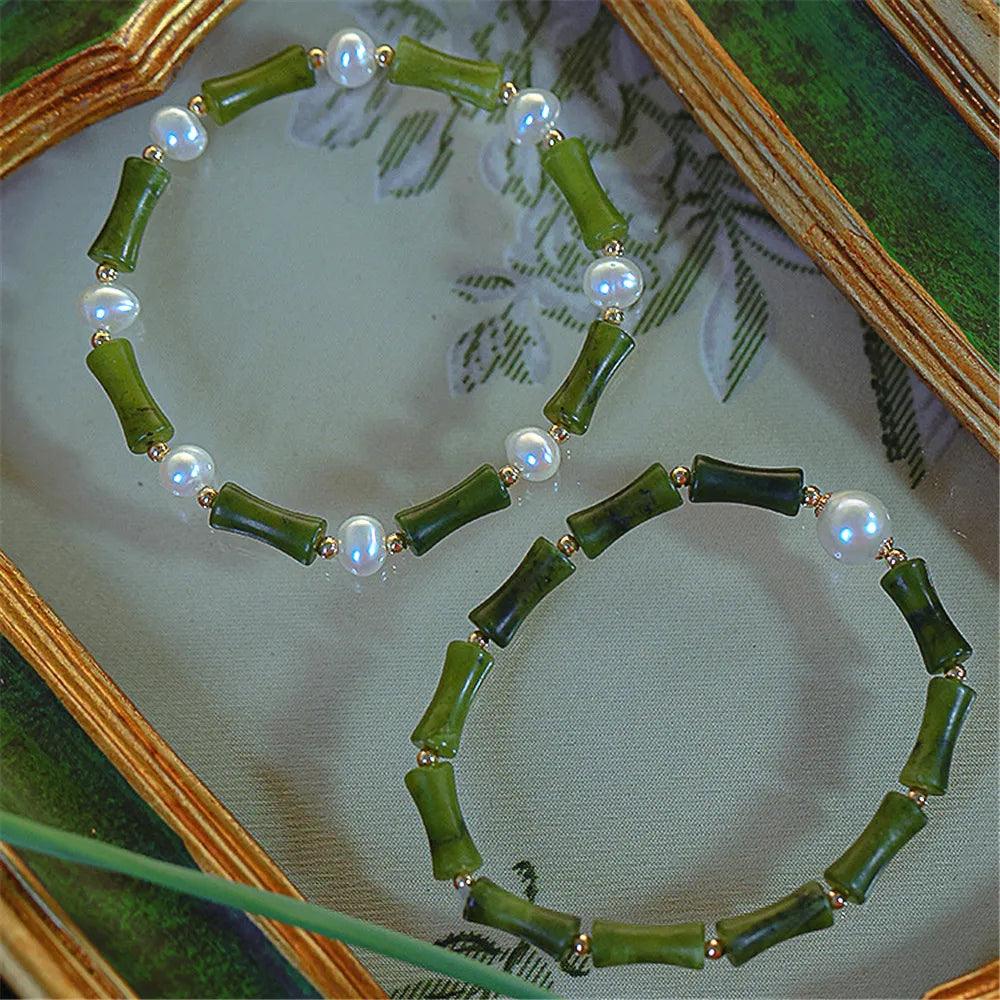 Bracelet Allégresse du Bambou en Perles et Jade Verte
