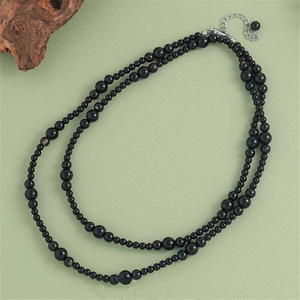 Collier Force Protectrice en Agate Noire