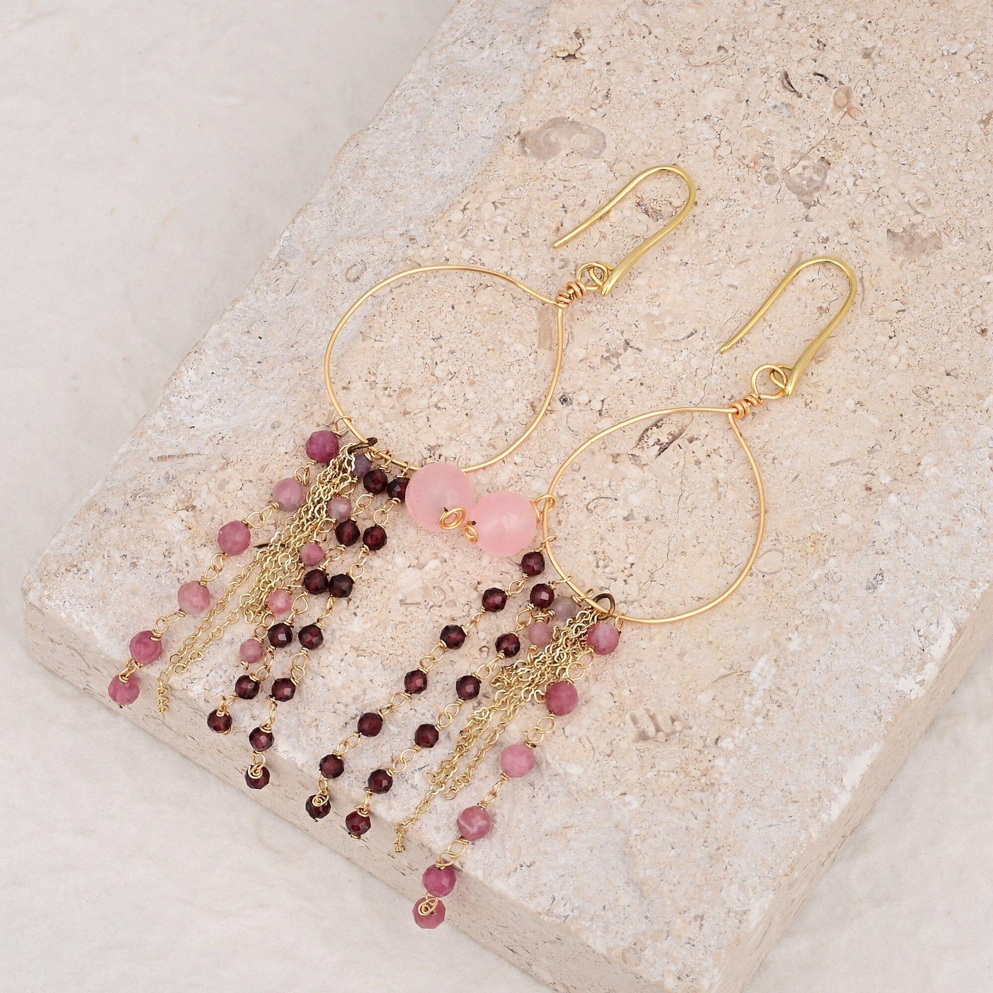 Boucles d'Oreilles "Calme Compassion" en Tourmaline Rose