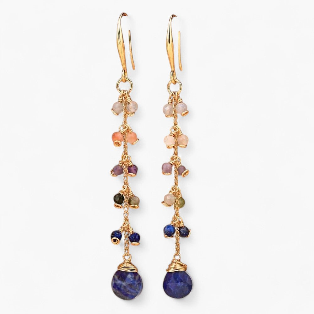 Boucles d'Oreilles Magnifiques Bénédictions en Pierres Précieuses