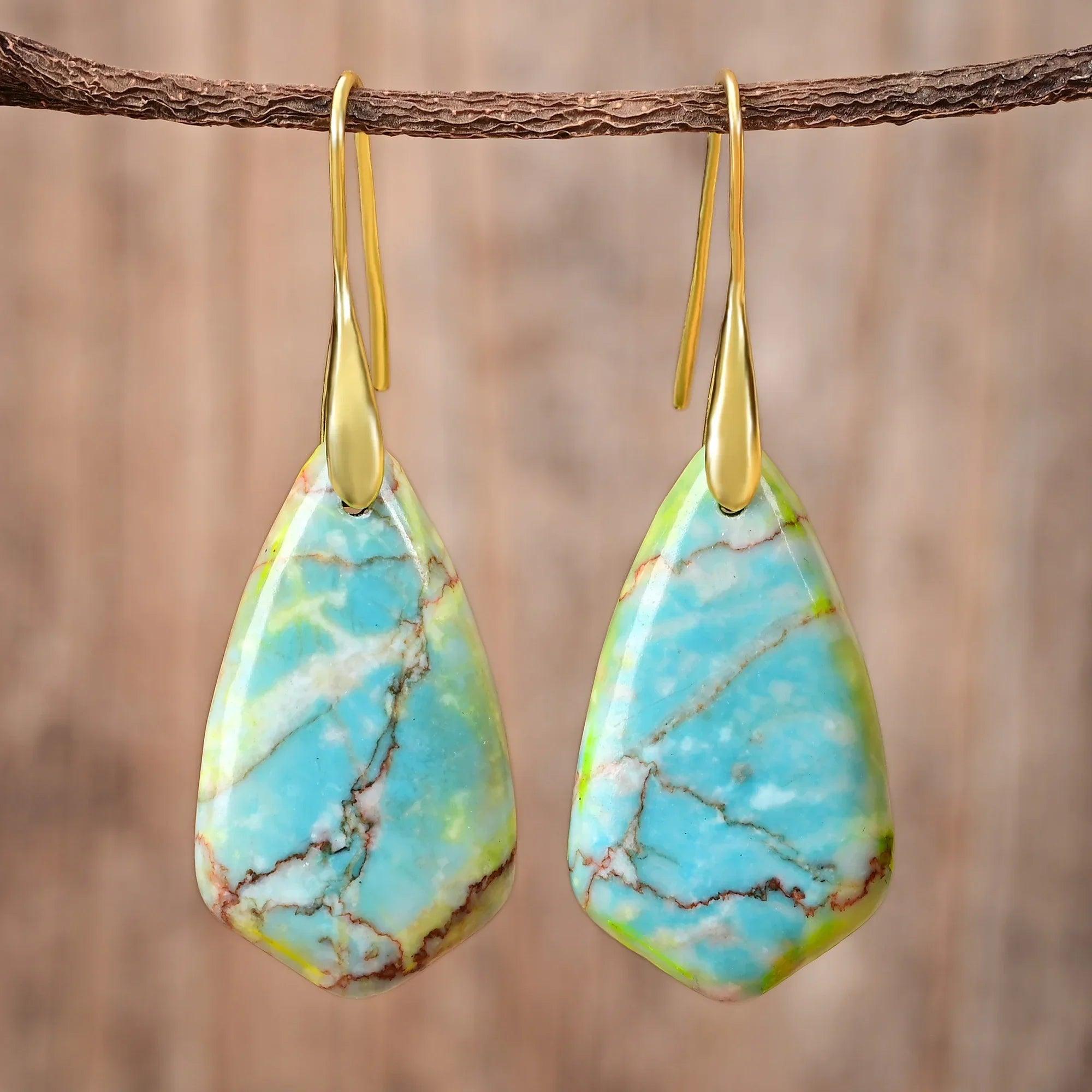 Boucles d'Oreilles Éclat Doré en Pierres Naturelles