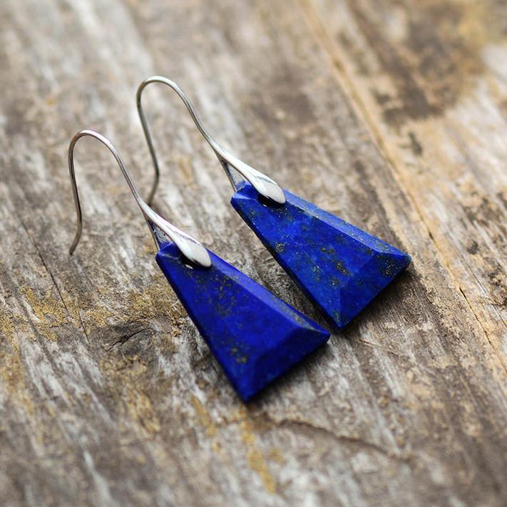 Boucles d'Oreilles en Lapis-Lazuli Géométriques