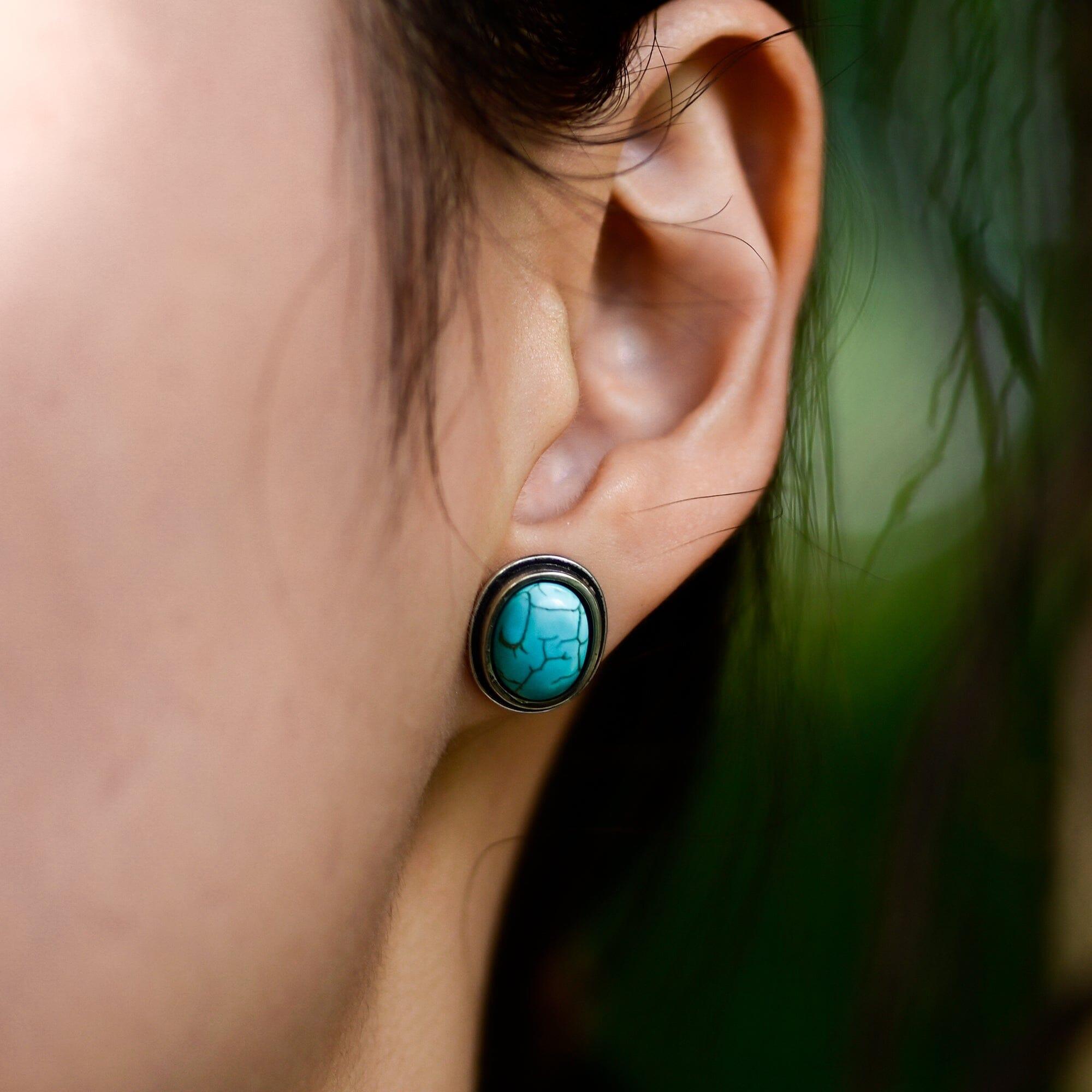 Macaria - Clous d'Oreilles Intemporelle en Turquoise