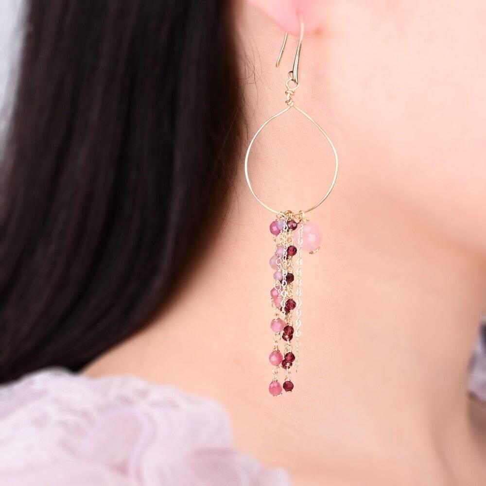 Boucles d'Oreilles "Calme Compassion" en Tourmaline Rose