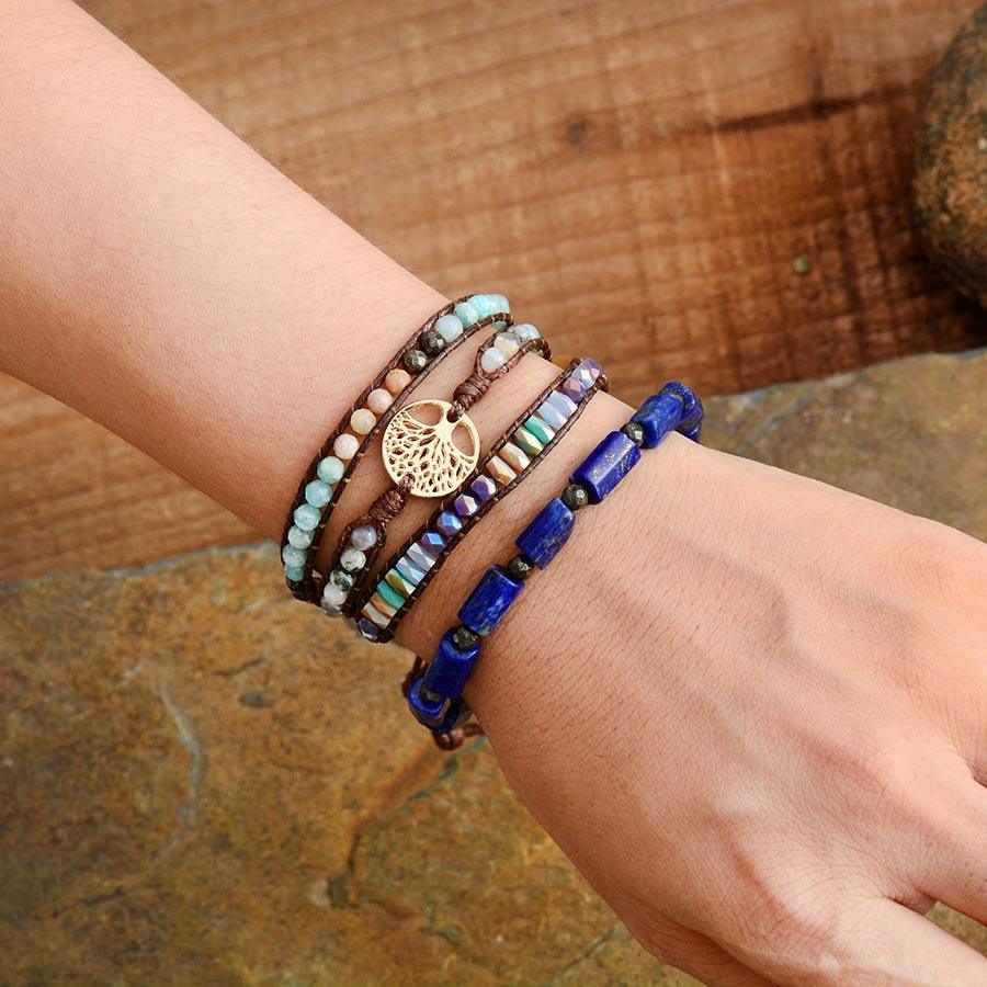 Bracelet Vegan en Pierres Mixtes Arbre de Vie
