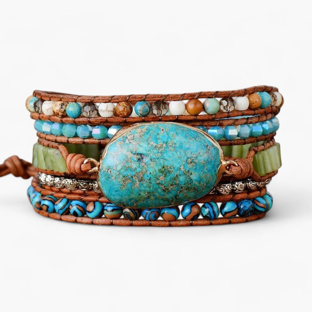 Bracelet Torsadé en Jaspe Océanique