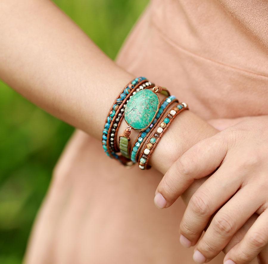 Bracelet Torsadé en Jaspe Océanique
