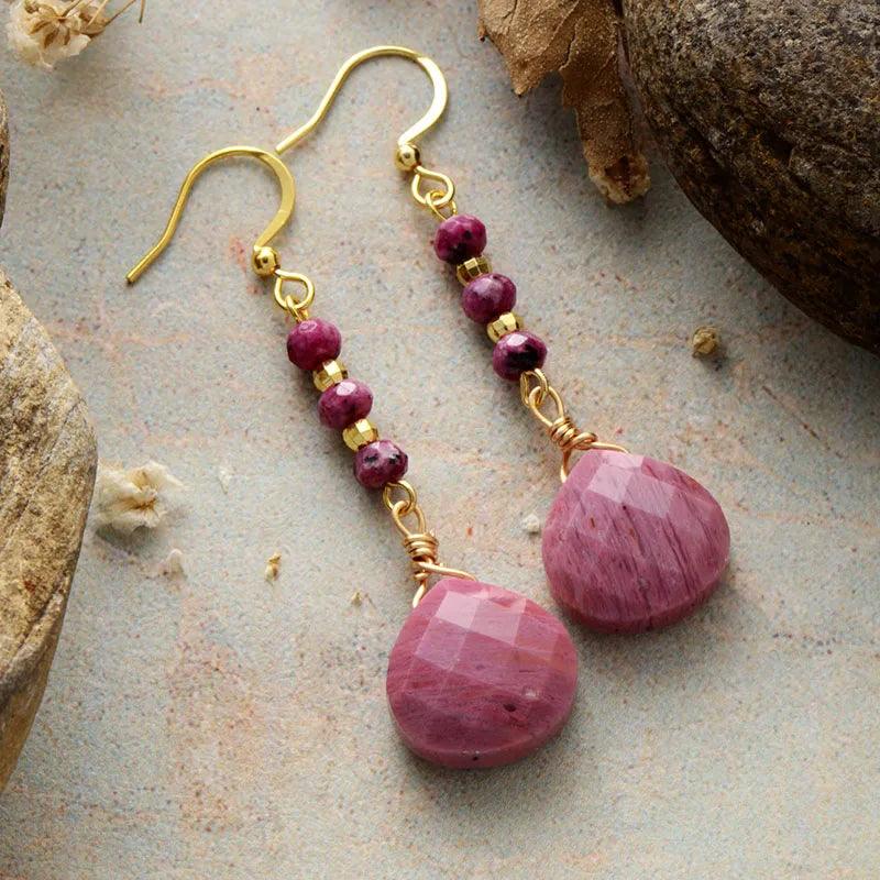 Boucles d'Oreilles en Améthyste & Rhodonite "Beauté Énigmatique"