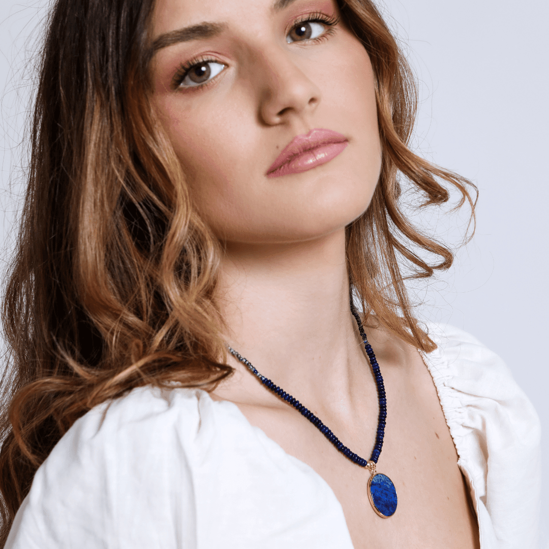 Collier Délicat en Lapis Rond