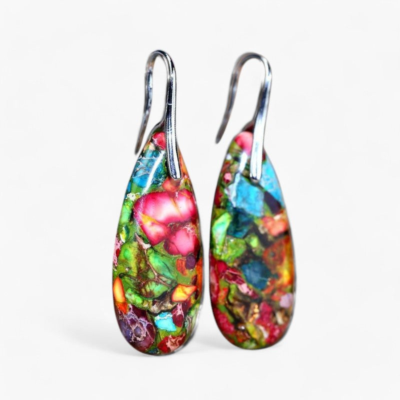 Boucles d'Oreilles Rayonnement Énergique en Jaspe Impérial