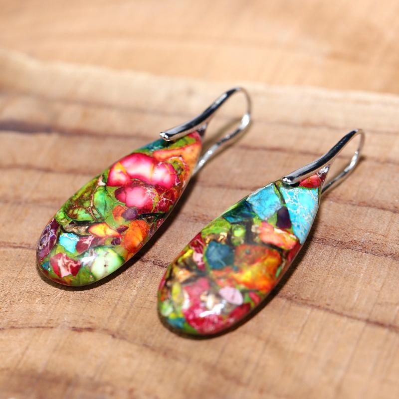 Boucles d'Oreilles Rayonnement Énergique en Jaspe Impérial