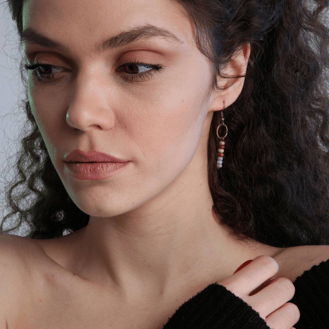 Boucles d'Oreilles en Jaspe Naturel
