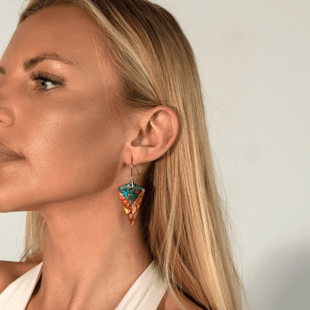 Boucles d'Oreilles Flèche en Jaspe "Calme Après la Tempête"