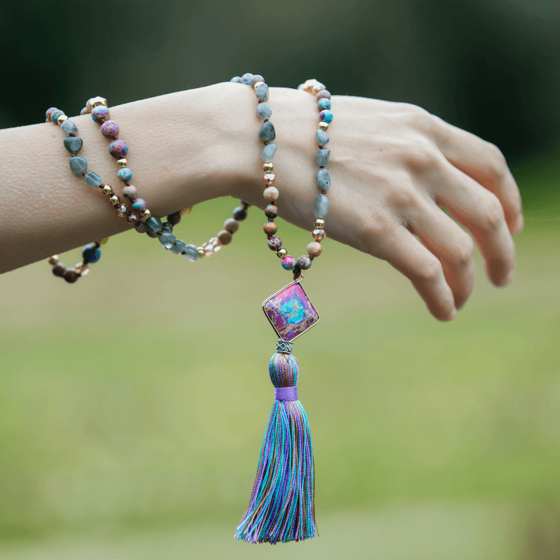 Collier en Perles de Jaspe et Labradorite "Vibrations Cosmiques"