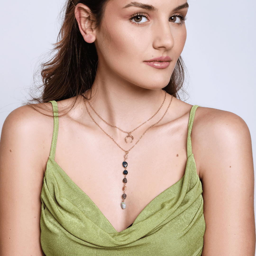 Collier Pendentif Multi-Pouvoirs Lunaire en Pierres Naturelles