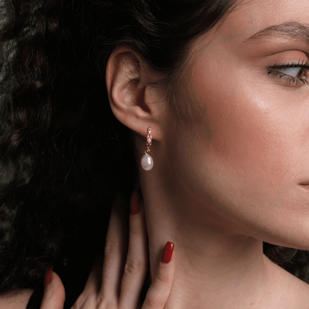 Boucles d'Oreilles en Perles Naturelles Vintage