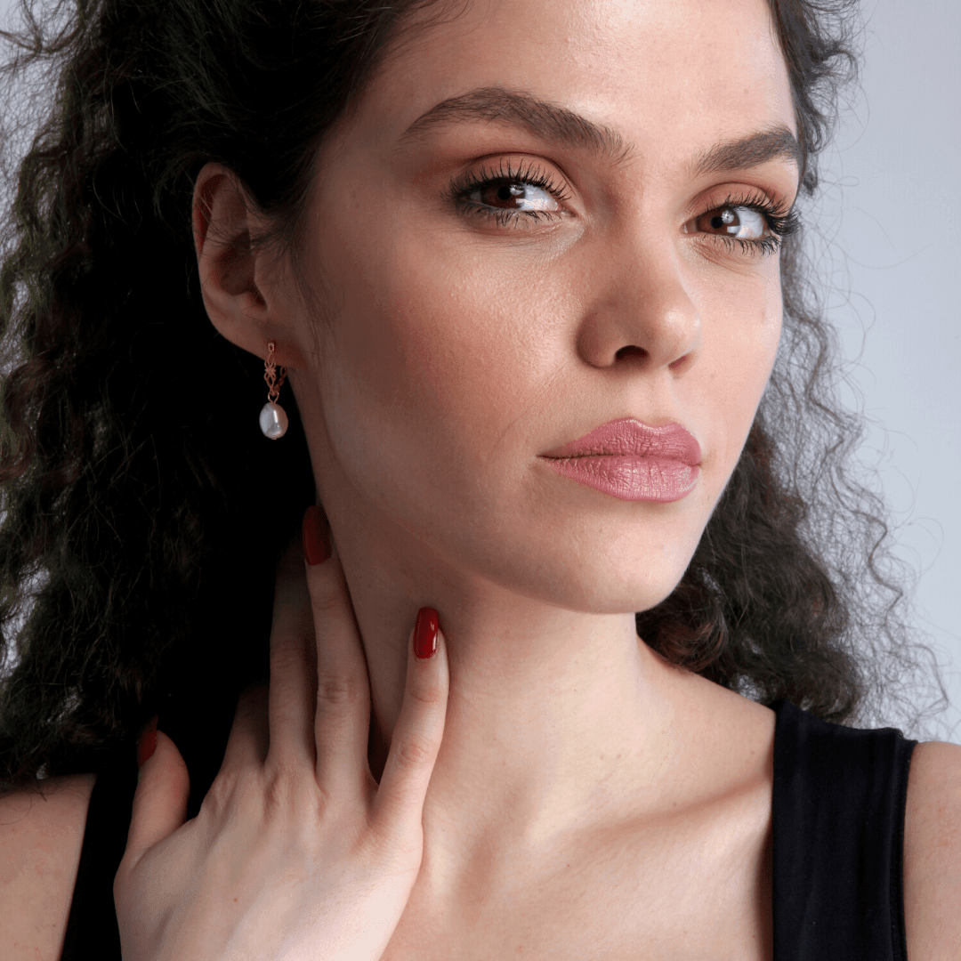 Boucles d'Oreilles en Perles Naturelles Vintage
