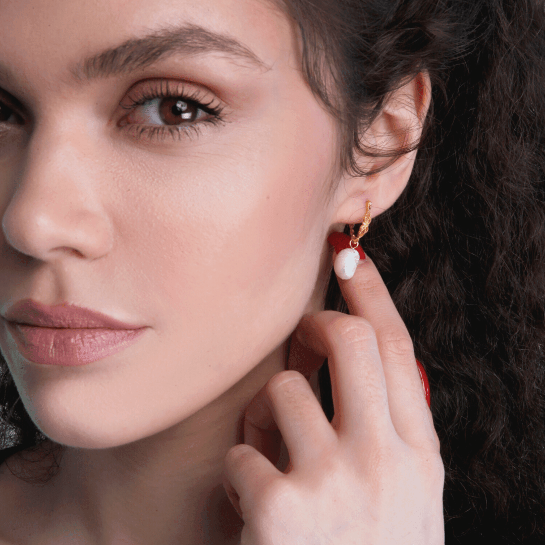 Boucles d'Oreilles en Perles Naturelles Vintage