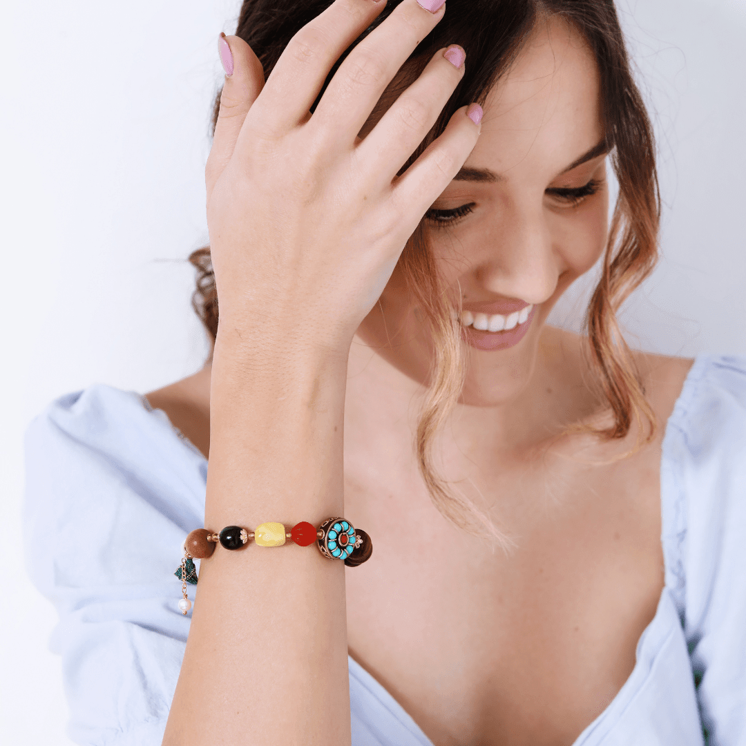 Bracelet Opulence Celeste en Jade, Jaspe et Agate