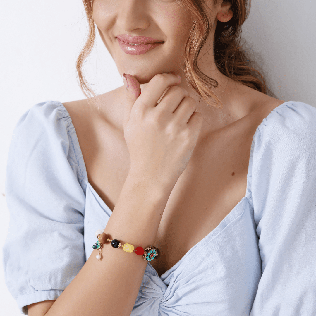 Bracelet Opulence Celeste en Jade, Jaspe et Agate