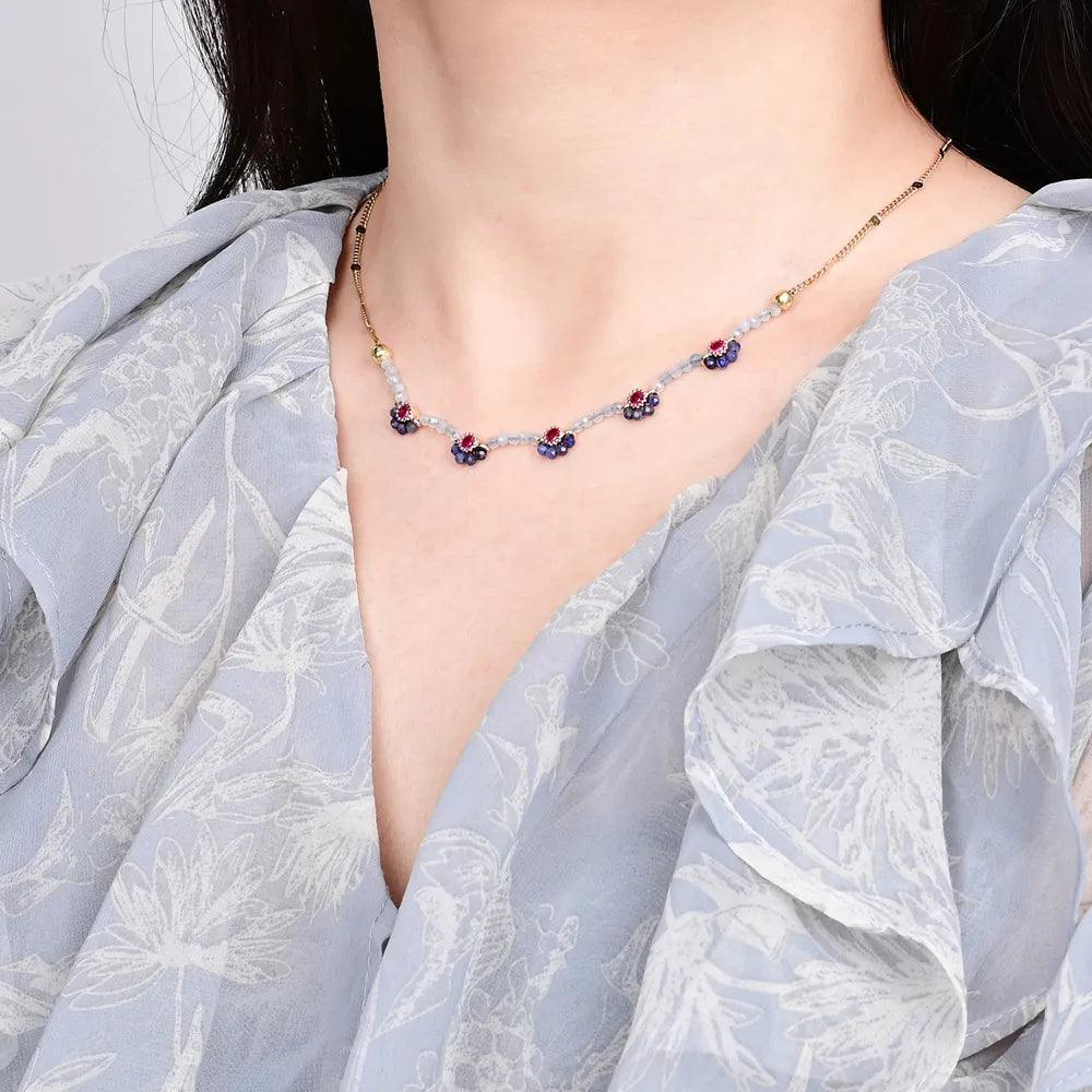 Collier Divine Floraison en Opale & Sodalite