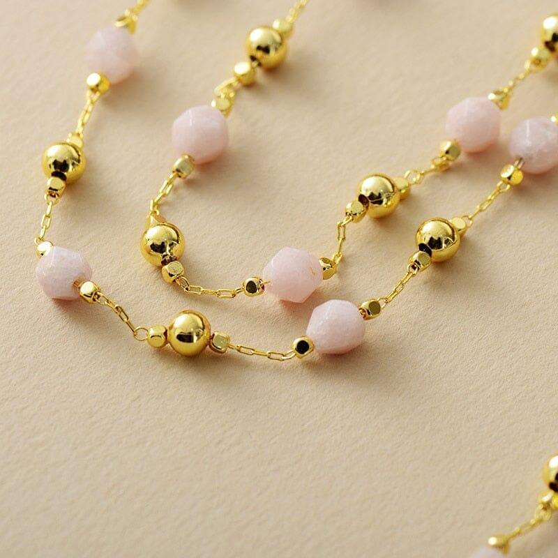 Collier Déesse Intérieure en Jade Rose et Œil de Tigre