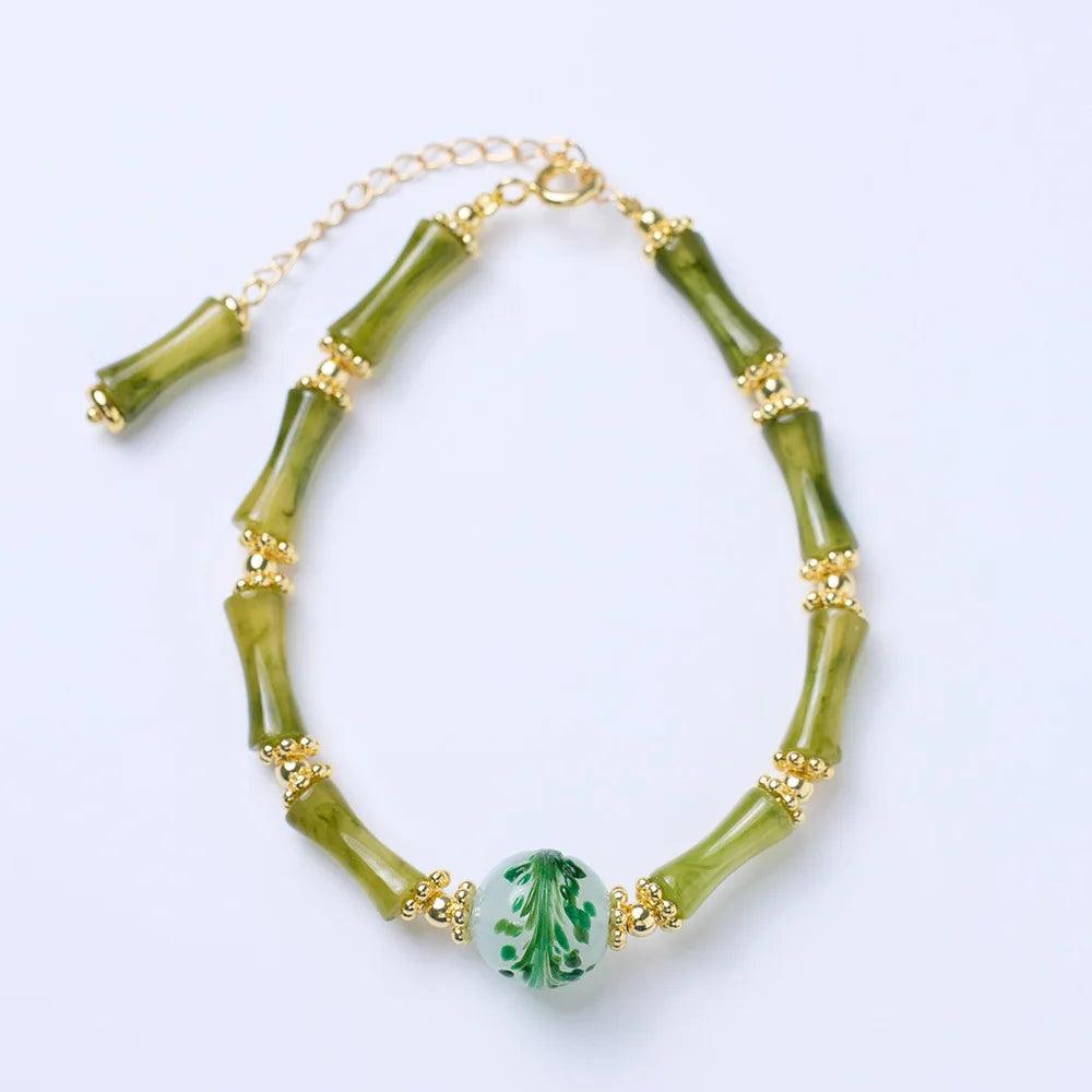 Bracelet Bambou Doré en Pierres