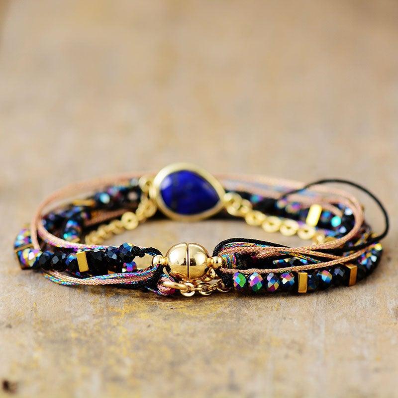 Bracelet Bohème Multicouche en Lapis-Lazuli