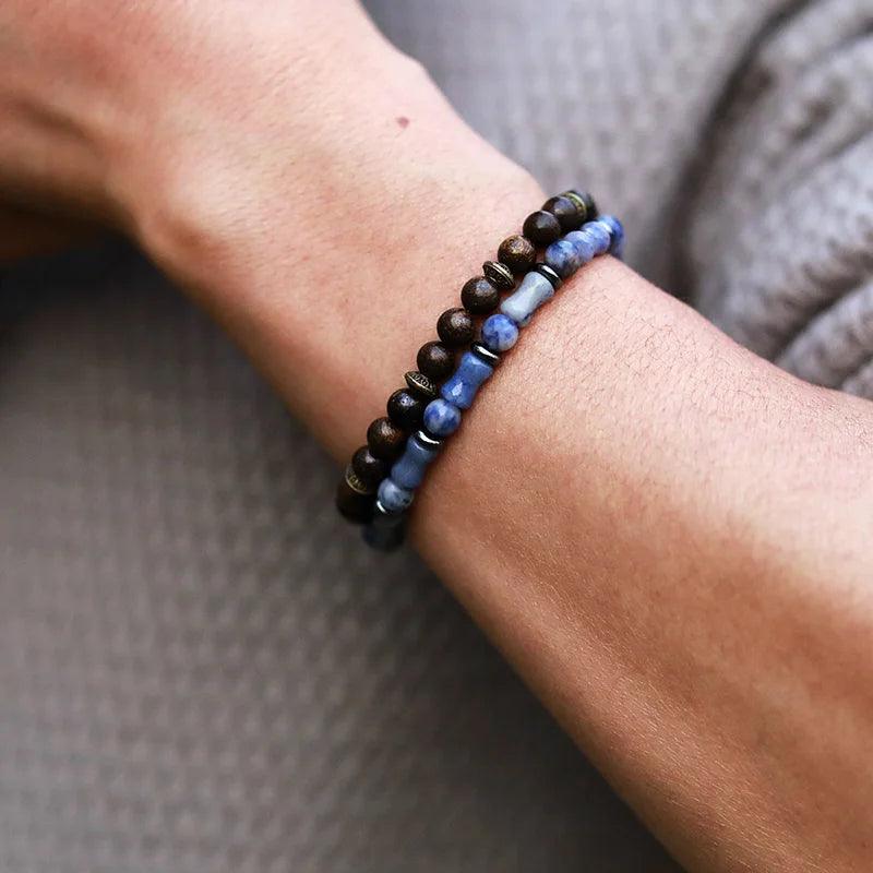 Bracelet Chemin Guerrier en Aventurine Bleue & Bronzite