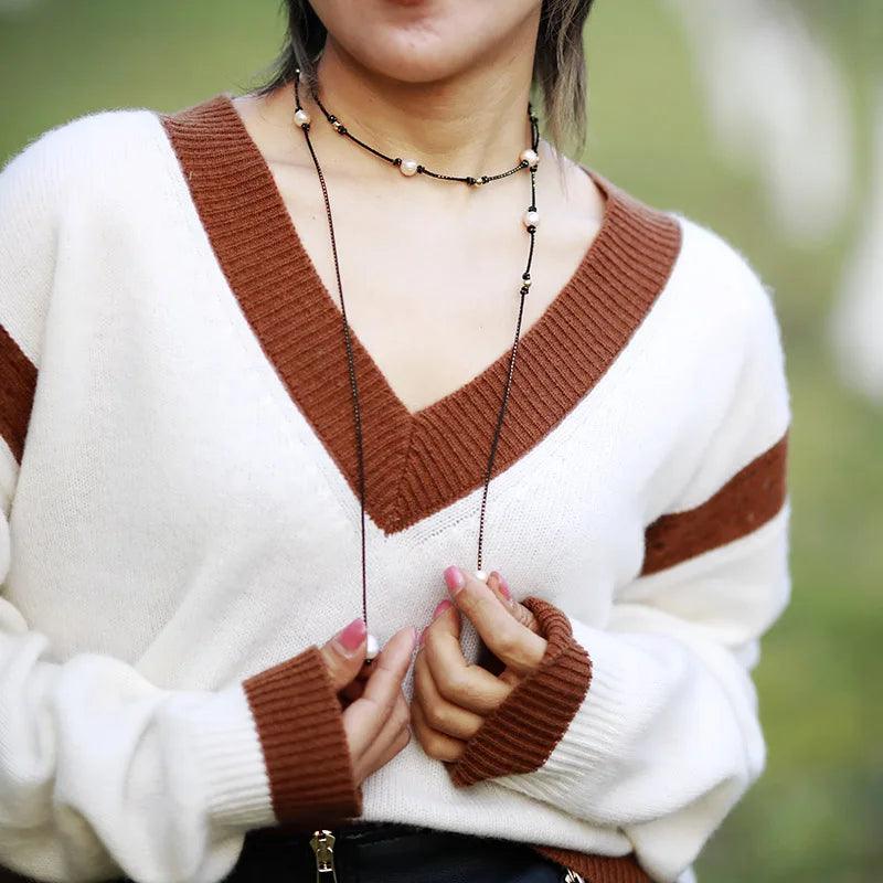 Collier Ras du Cou Aisance de Minuit en Perles