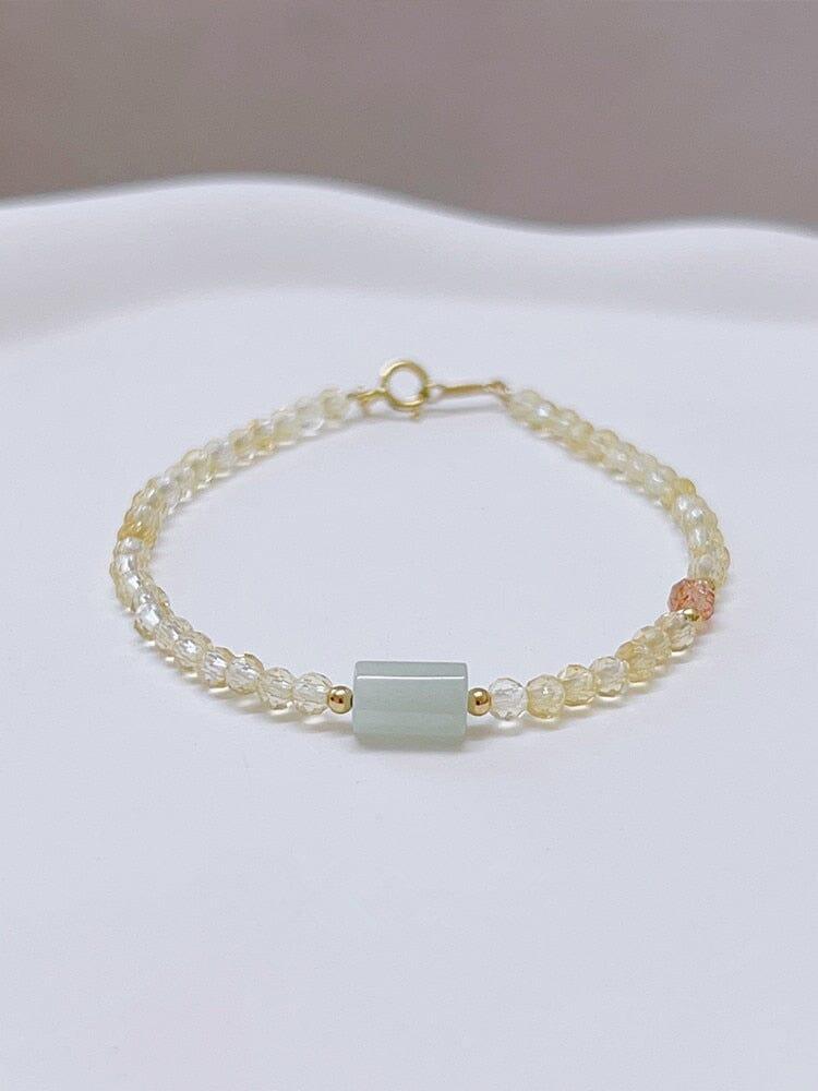 Bracelet "Brillante Sérénité" en Quartz Fraise, Citrine et Jadéite