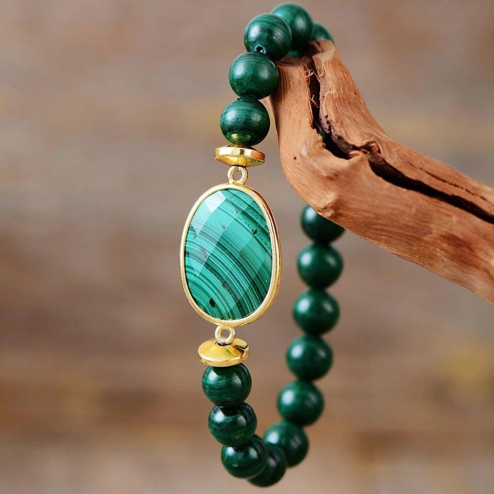 Bracelet Mala en Malachite Zeste Naturel