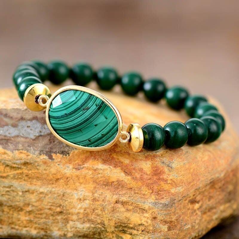 Bracelet Mala en Malachite Zeste Naturel