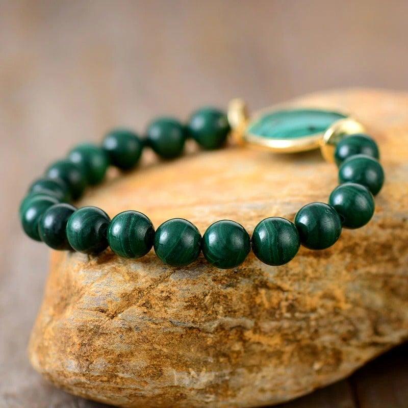 Bracelet Mala en Malachite Zeste Naturel