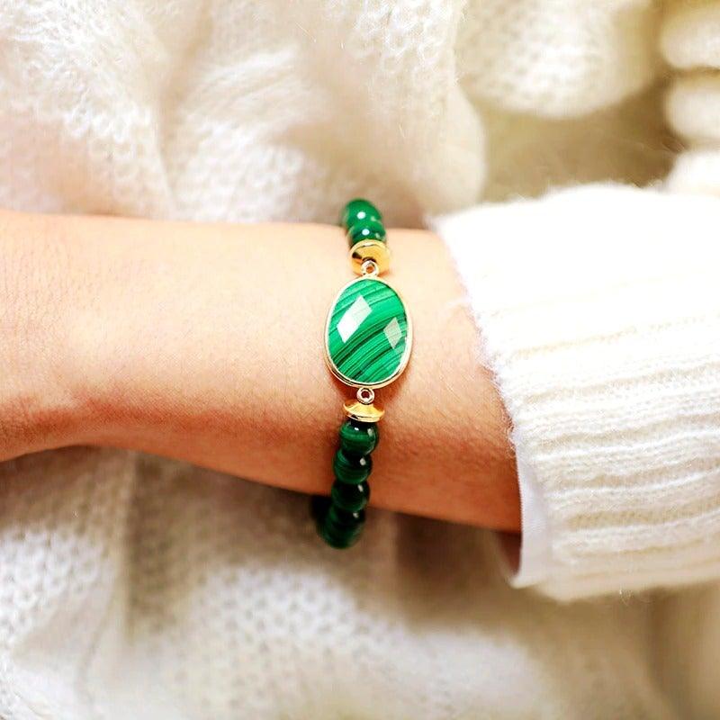Bracelet Mala en Malachite Zeste Naturel