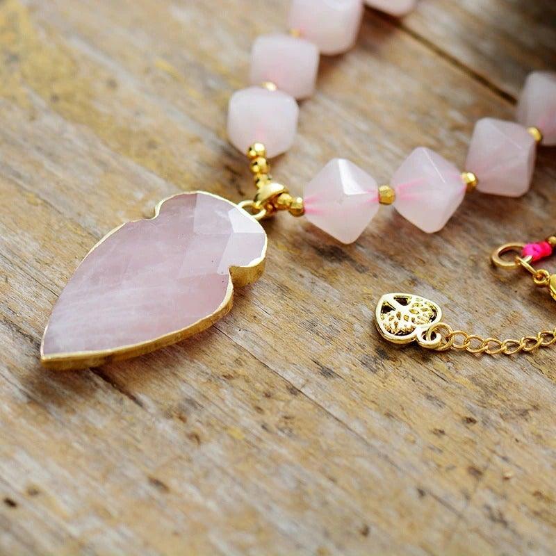 Collier Mala Synergie de Guérison en Quartz Rose et Améthyste
