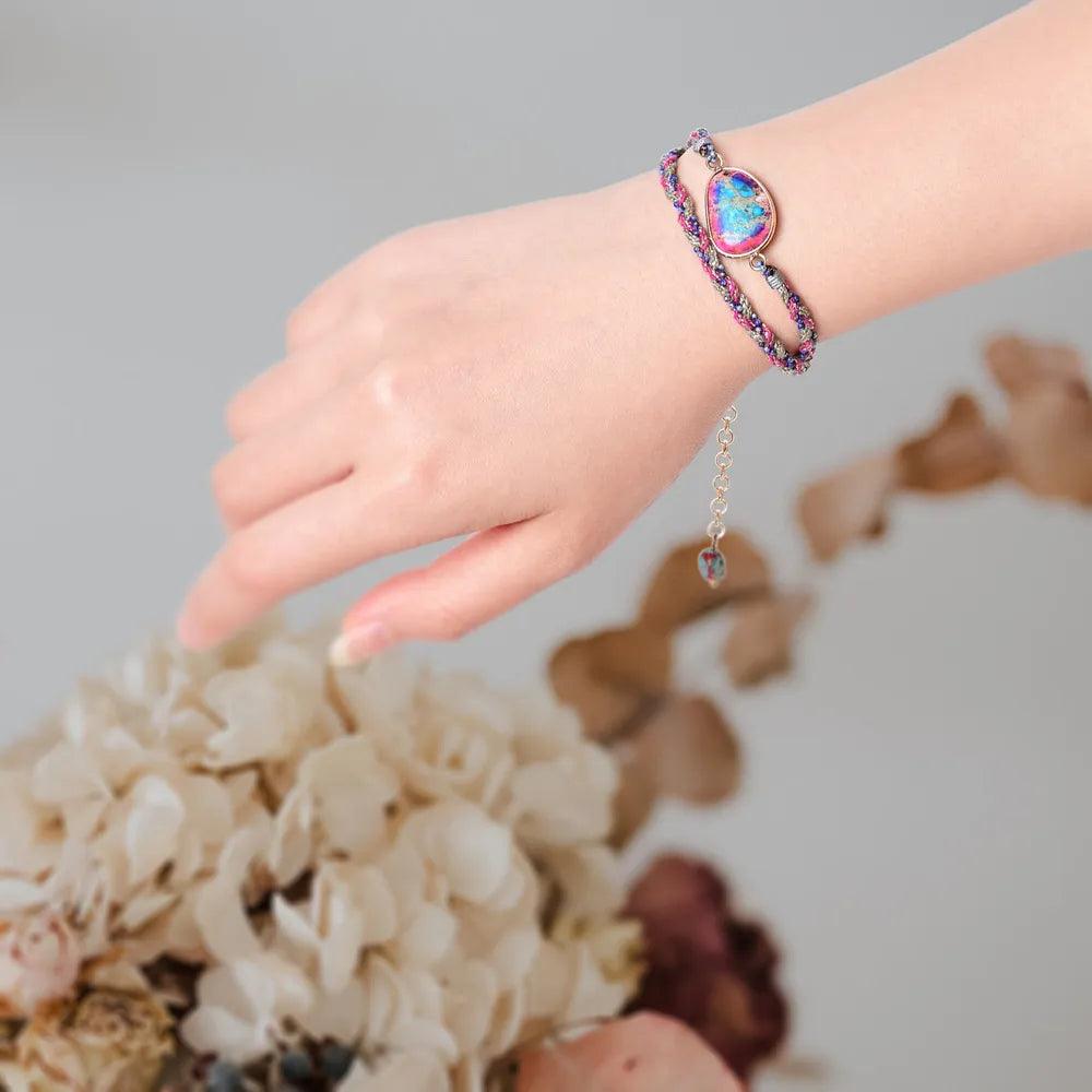 Collier Tréssé Empathie de l'Âme en Jaspe Bleu & Rose