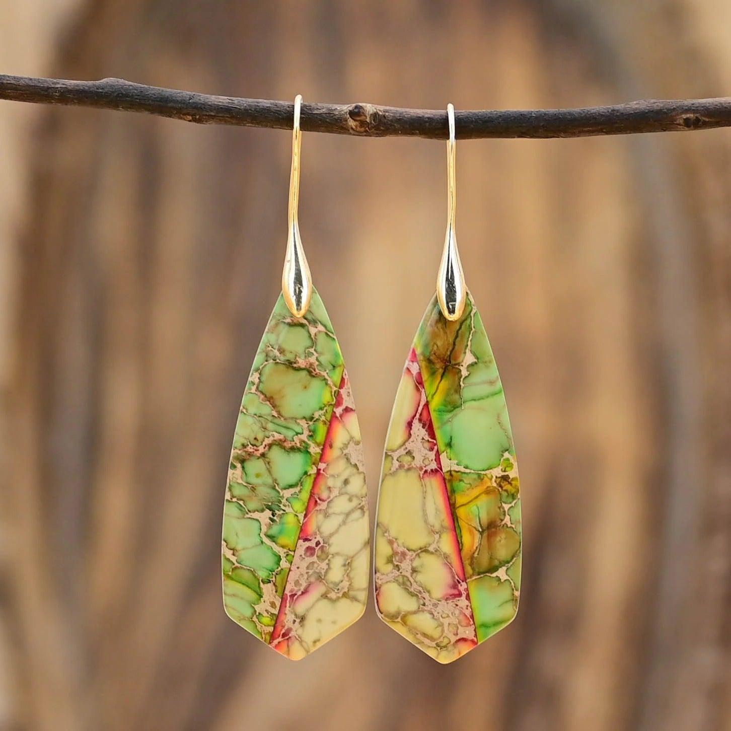 Boucles d'Oreilles Feu Élémentaire en Or, Argent et Jaspe Impérial