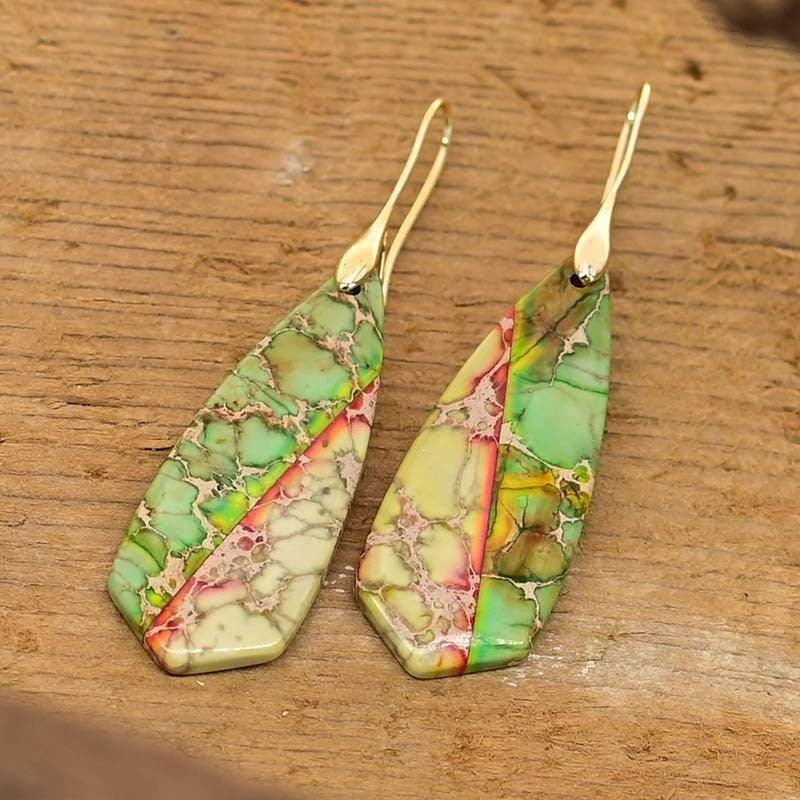 Boucles d'Oreilles Feu Élémentaire en Or, Argent et Jaspe Impérial